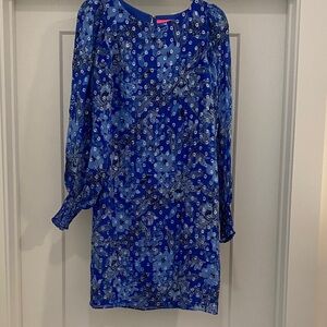NWT Lilly Pulitzer Blue Floral Long Sleeve Dress size 4